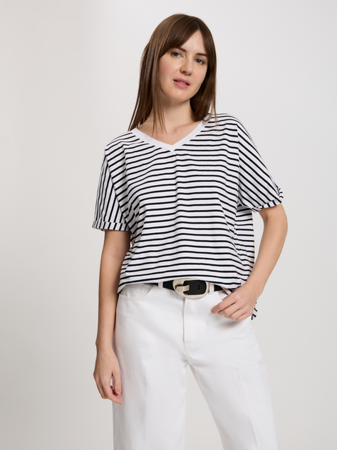 Футболка бавовняна жіноча Cross Jeans 56190-008 XL Біла (8697319732795) - зображення 1
