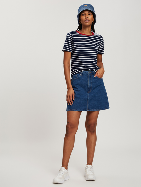 Футболка бавовняна жіноча Cross Jeans 56194-001 M Темно-синя (8697319732870) - зображення 3