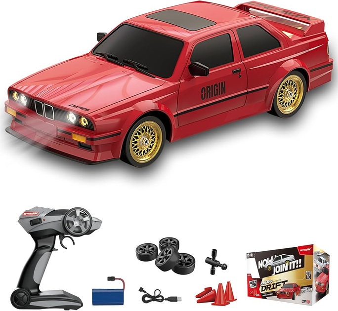 Радиоуправляемая дрифт-машина BMW E30 RC Дрифт-кар 1:16 30 км/ч 4WD с полным приводом + сменные шины - изображение 2