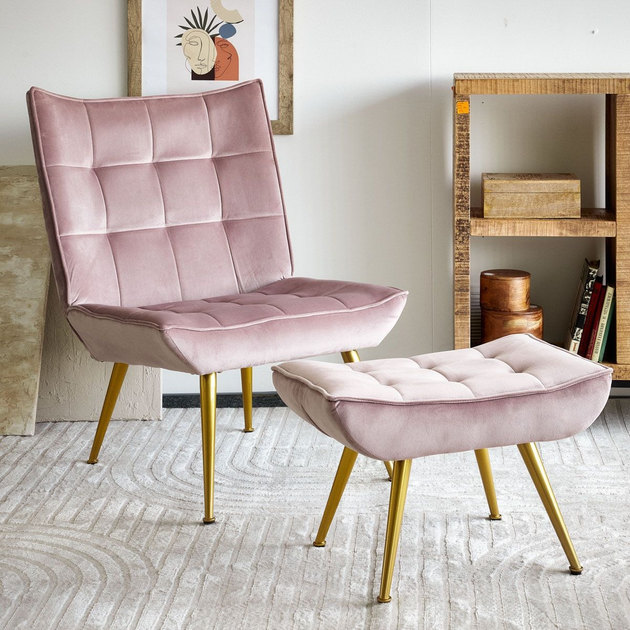 Fotel tapicerowany Homla VINNIS z podnóżkiem 96 x 69 x 82 cm Pink (5904183856674) - obraz 7