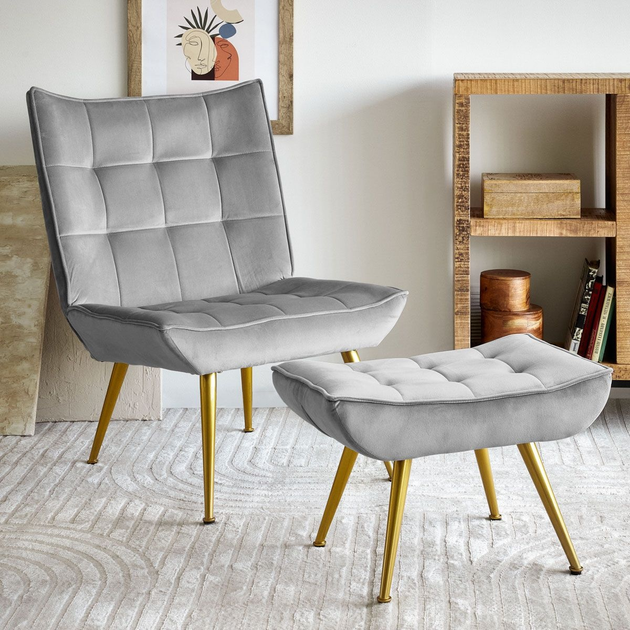 Fotel tapicerowany Homla VINNIS z podnóżkiem 96 x 69 x 82 cm Grey (5904183856681) - obraz 10