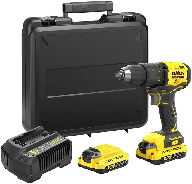 Дрель-шуруповерт бесщеточный аккумуляторный Stanley FatMax 20V MAX, 18 В, 2 Ач, 60 Нм SFMCD710D2K - Фото 2 Дрель-шуруповерт бесщеточный аккумуляторный Stanley FatMax 20V MAX, 18 В, 2 Ач, 60 Нм SFMCD710D2K - изображение 2