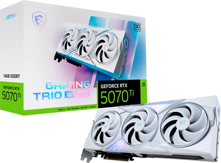 Відеокарта MSI PCI-Ex GeForce RTX 5070 Ti Gaming Trio OC White
