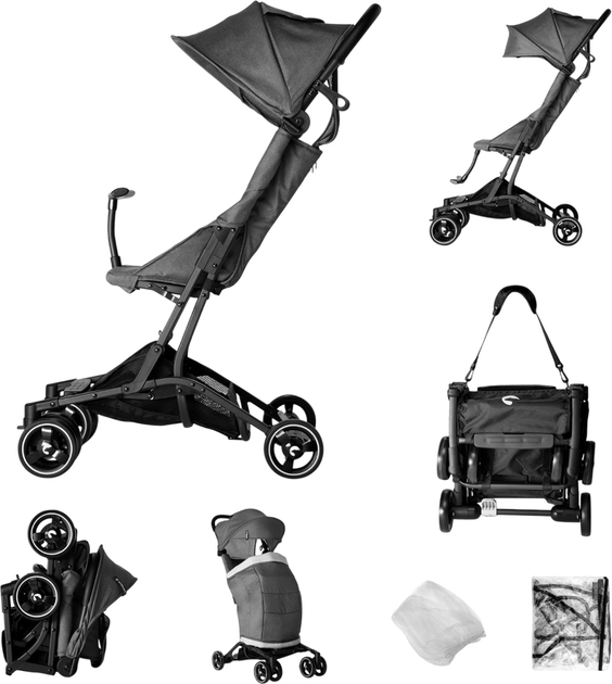 Прогулянкова коляска Kidnort Snöpetrel Сіра (5902983624172) - зображення 9