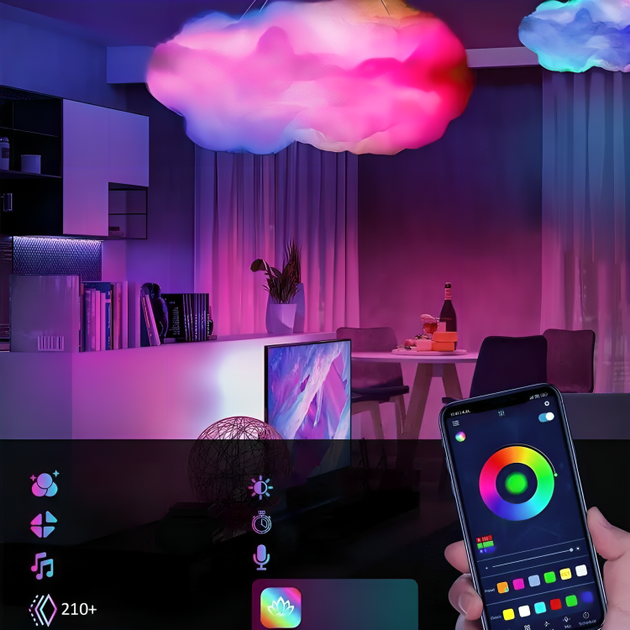 Подвесная LED лампа светильник ночник облако с RGB подсветкой работой от USB пультом подключением по Bluetooth (480432-Prob) - изображение 3