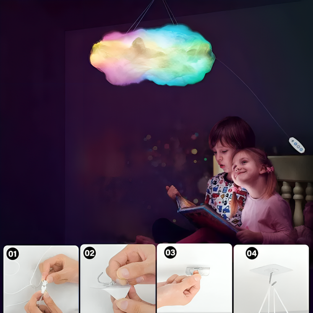 Подвесная LED лампа светильник ночник облако с RGB подсветкой работой от USB пультом подключением по Bluetooth (480432-Prob) - изображение 8