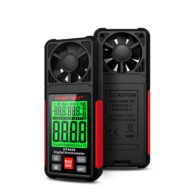 Цифровой анемометр HABOTEST HT605S 0.4-30.0 м/с с датчиком температуры и влажности - изображение 2