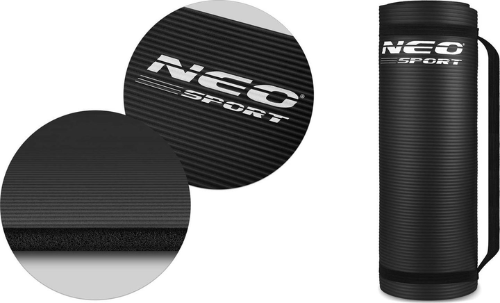 Килимок для тренувань Neo Sport товстий 183 x 60 см 192300 чорний (5903890606169) - зображення 2