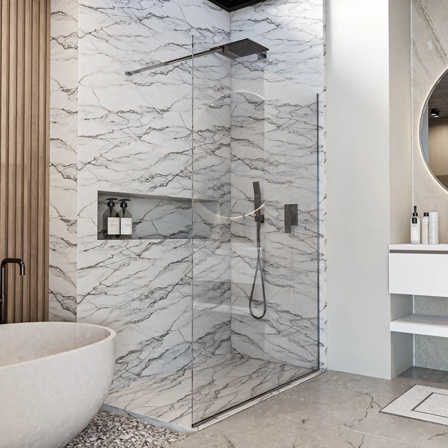 Стенка стеклянная для душа с держателем 200x90см DEVIT Walk-In Style New стекло прозрачное 8мм DSN90200 - изображение 2