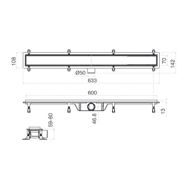 Трап линейный для душа KOLLER POOL AQUA Line 600мм с сухим затвором хром 1901130313 - изображение 6