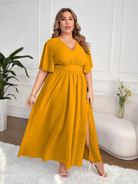 Акція на Сукня жіноча SHEIN GD-00160775 4XL Жовта від Rozetka