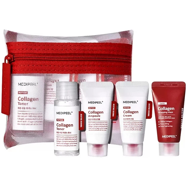 Набор для омоложения кожи с коллагеном (тонер+сыворотка+крем+маска) Medi-Peel Red Lacto Collagen Skin Care (8809941823035) - Фото 1 Набор для омоложения кожи с коллагеном (тонер+сыворотка+крем+маска) Medi-Peel Red Lacto Collagen Skin Care (8809941823035) - изображение 1