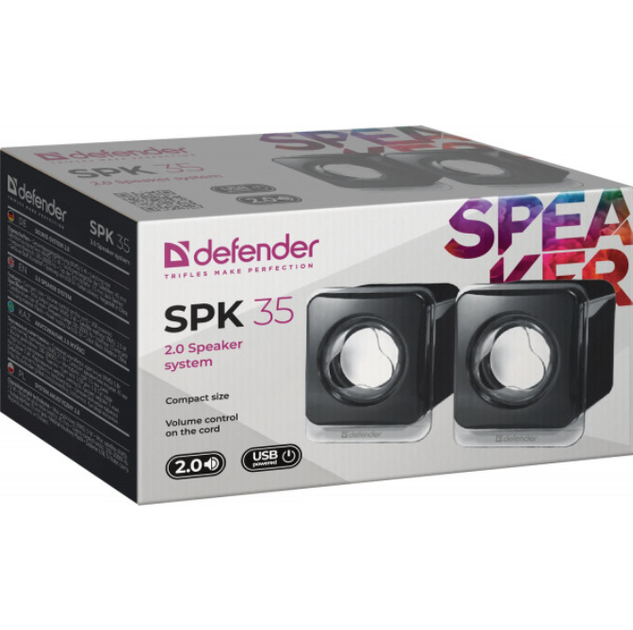 Компьютерные колонки Defender SPK 35 2.0 5Вт USB Black (65635) - Фото 4 Компьютерные колонки Defender SPK 35 2.0 5Вт USB Black (65635) - изображение 4