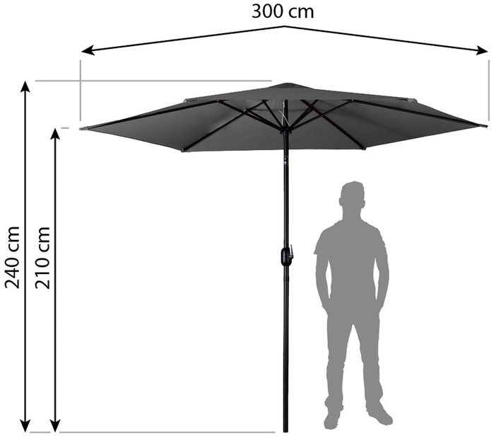 Parasol ogrodowy Plonos PL-884 300 cm Szary (488400) - obraz 6