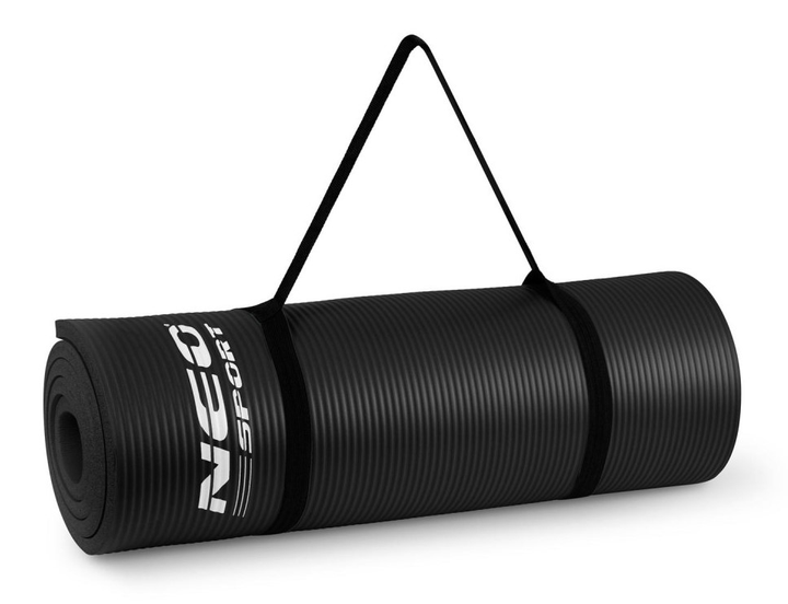 Килимок для тренувань Neo Sport 183 x 60 см з отворами товстий 192000 чорний (5903890606107) - зображення 6