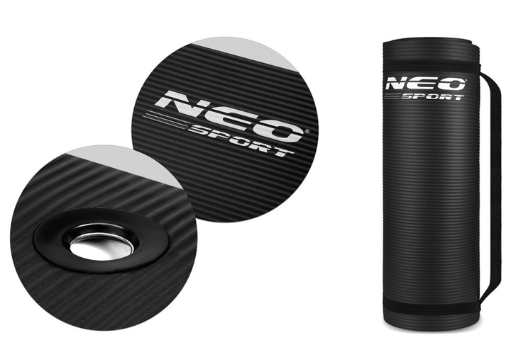 Килимок для тренувань Neo Sport 183 x 60 см з отворами товстий 192000 чорний (5903890606107) - зображення 7