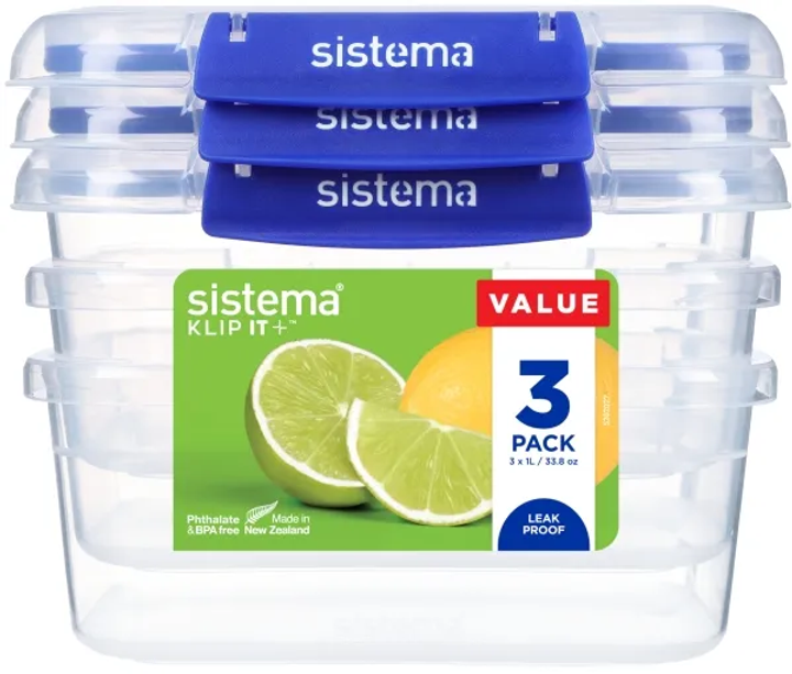 Набір контейнерів Sistema Klip It Plus прямокутні 1 л 3 шт (9414202886132) - зображення 3