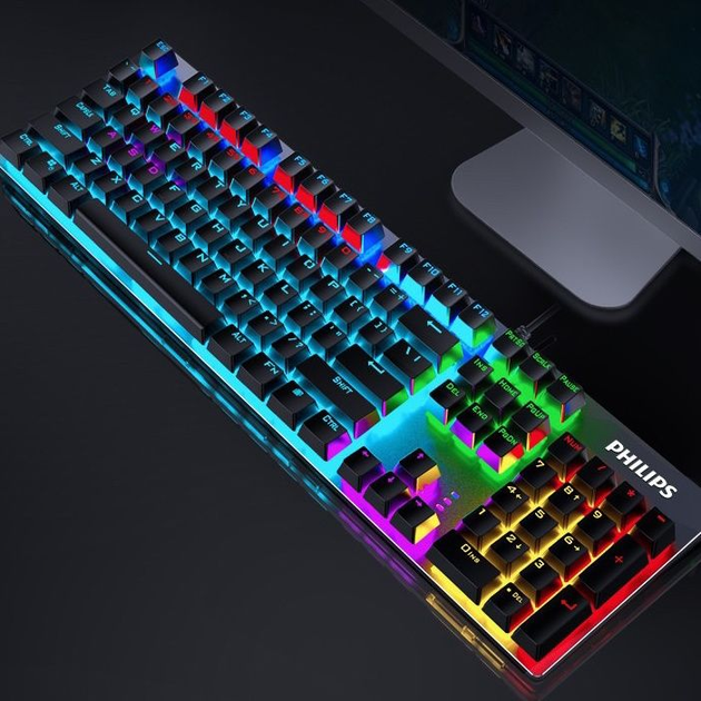 Клавіатура ігрова Механічна Дротова Philips SPK 8404 з RGB-підсвічуванням Anti Ghosting (Blue Switch) - зображення 2