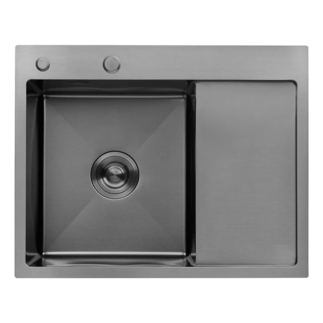 Комплект кухонної мийки зі змішувачем Кухонна мийка Kroner KRP Schwarze - 6350LHM PVD (3.0/1.0 мм) - зображення 5