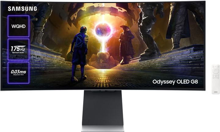 Монитор Samsung 34" Odyssey G8 G850 (LS34DG852SIXUA) -- QD OLED / 0.03 мс / 175Гц / 10-Bit / DCI P3 99.3% / HDR400 True Black / FreeSync Premium / G-SYNC Compatible - изображение 1