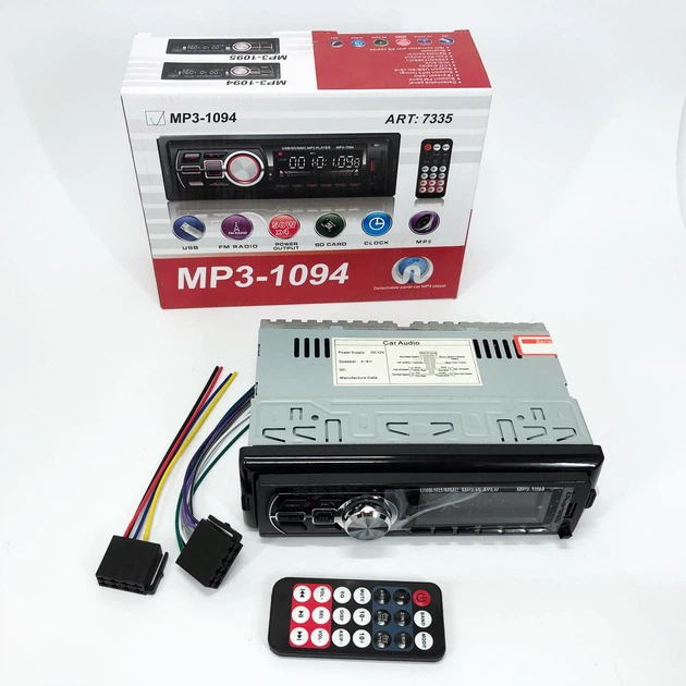 Автомагнитола MP3 1094 с Bluetooth и пультом, съемная панель - изображение 6