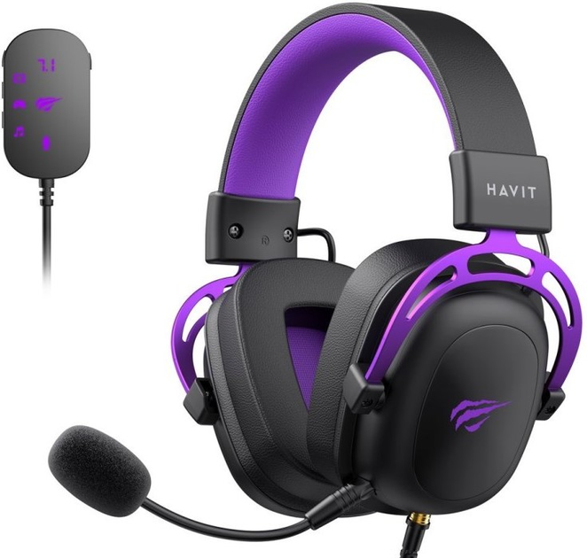 Słuchawki Havit H2002C+U Black/Violet (H2002C+Ubp) - obraz 2