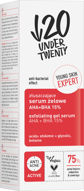 Отшелушивающая гель-сыворотка Lirene с кислотами AHA+BHA 15% 30 мл (5900717511415) 