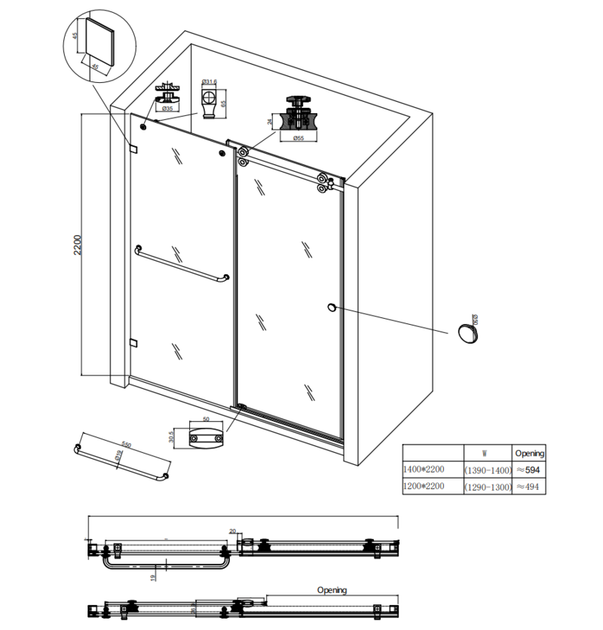 Двері в нішу Koer SR SD06-120x220-TR-01 прозоре скло Easy Clean 8мм, хром (KR5367) - зображення 5