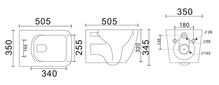 Унітаз підвісний Mixxus Premium QUADRO-0305-R GRAY 510x350x345mm система змиву RIMLESS (MP6656) - изображение 9