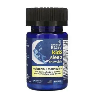 Мелатонін + магній для гарного сну дітям від 3 років Mommy's Bliss, Kids Sleep Chewable, виноград, 35 жувальних таблеток - зображення 2