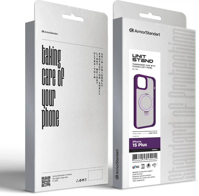 Чехол для смартфона ArmorStandart Unit Stand для Apple iPhone 15 Plus Purple (ARM70573) - Фото 2 Чехол для смартфона ArmorStandart Unit Stand для Apple iPhone 15 Plus Purple (ARM70573) - изображение 2