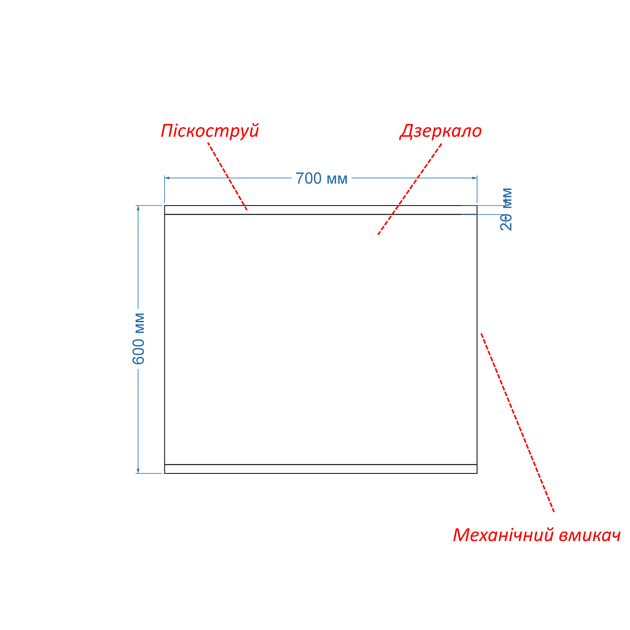 Прямоугольное зеркало с LED подсветкой 70 на 60 см, с механическим выключателем, модель Ines La Mir (Inesg01) - Фото 3 Прямоугольное зеркало с LED подсветкой 70 на 60 см, с механическим выключателем, модель Ines La Mir (Inesg01) - изображение 3