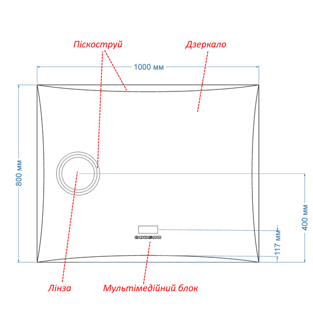 LED-зеркало 100x80см, с Smart-блоком и линзой с подсветкой, модель Amado (Amado150) - изображение 3