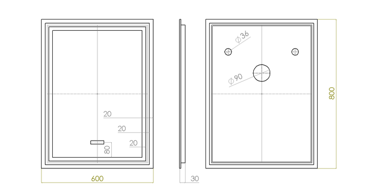 LED-дзеркало, 60x80см, з двома сенсорними вмикачами, годинником та підігрівом, модель Marita (Marita/600x800/51/22/1) - изображение 3
