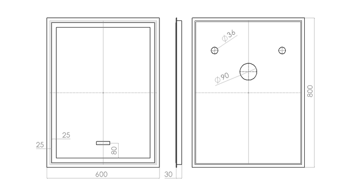 LED-дзеркало, 60x80см, з двома сенсорами, годинником, механічним вмикачем та підігрівом, модель Karnet (Karnet/600x800/5191/26/1) - изображение 3