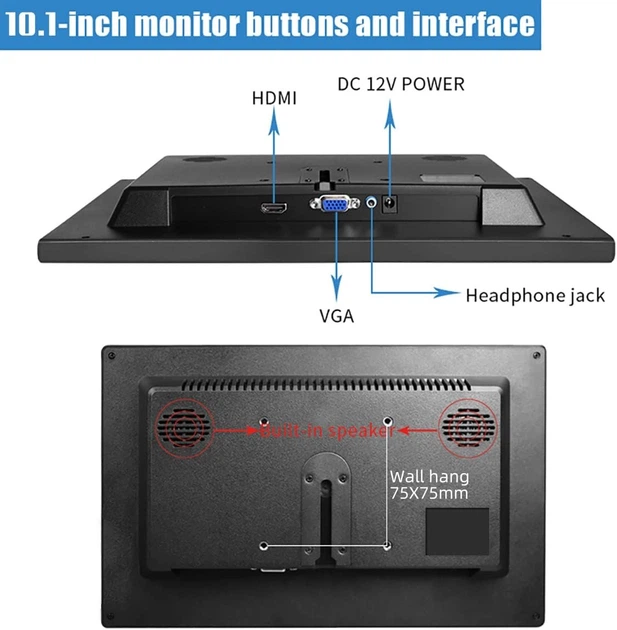 Портативный монитор 10.1" Prechen HD TFT 60 Гц Б/В - изображение 3
