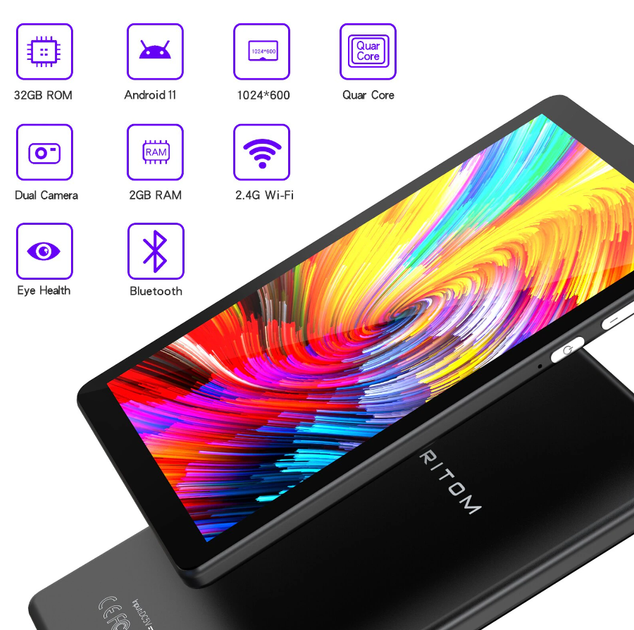Планшет Pritom P7 2/32GB 7" Android 11 Black + Чехол - Фото 2 Планшет Pritom P7 2/32GB 7" Android 11 Black + Чехол - изображение 2