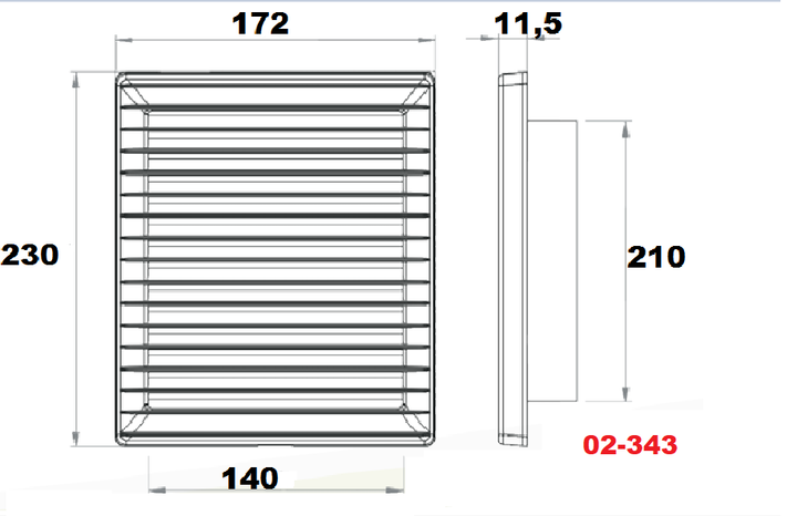 Решетка вентиляционная пластиковая с сеткой AirRoxy 140x210 graphite черная 02-343 - изображение 9