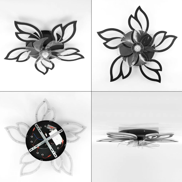Люстра с вентилятором FAN ASTRA 85W+18W 5F APP черная Esllse управляемая светодиодная Ø680x120мм LED BLACK - изображение 2
