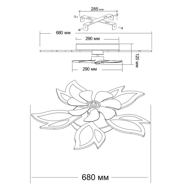 Люстра с вентилятором FAN ASTRA 85W+18W 5F APP черная Esllse управляемая светодиодная Ø680x120мм LED BLACK - изображение 8
