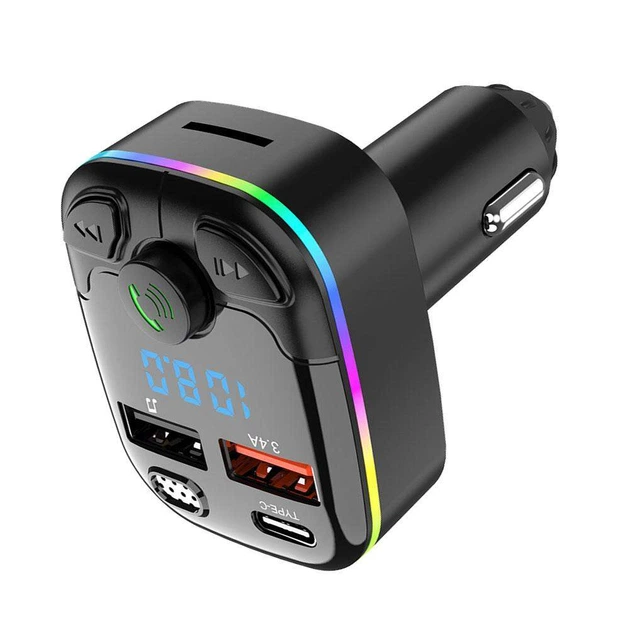 Автомобильный FM-трансмиттер Bluetooth 5.0 FM-передатчик 2 USB + TypeC / TF slot / LED дисплей / ресивер, модулятор, плеер MP3 black - изображение 8
