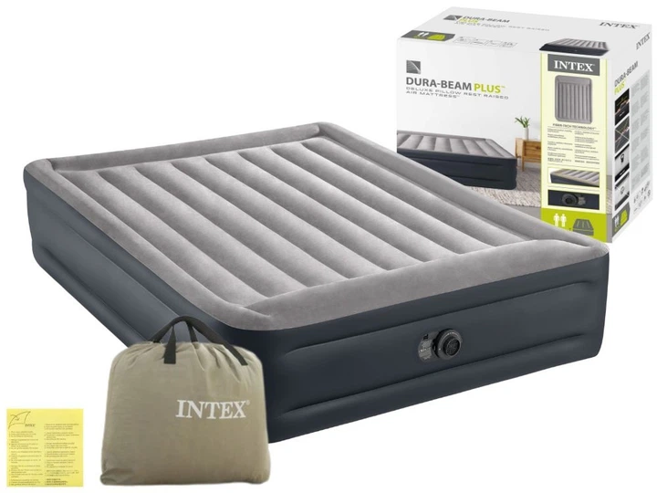 Двухместный надувной матрас Intex 152х203х42 см + встроенный насос (64136) - Фото 1 Двухместный надувной матрас Intex 152х203х42 см + встроенный насос (64136) - изображение 1