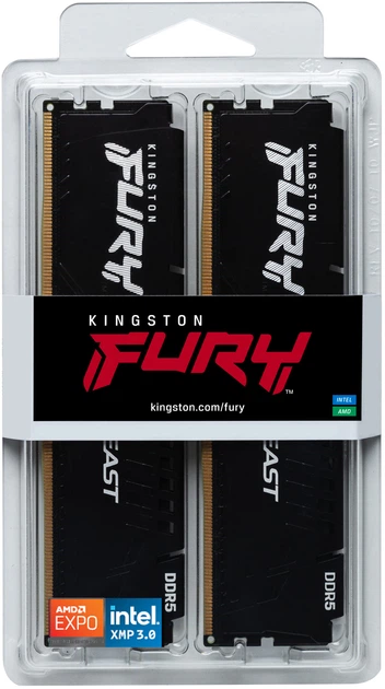 Pamięć RAM Kingston Fury DDR5-5200 65536MB PC5-41600 (Kit of 2x32768) Beast 1Rx8 Black (KF552C40BB2K2-64) - obraz 5