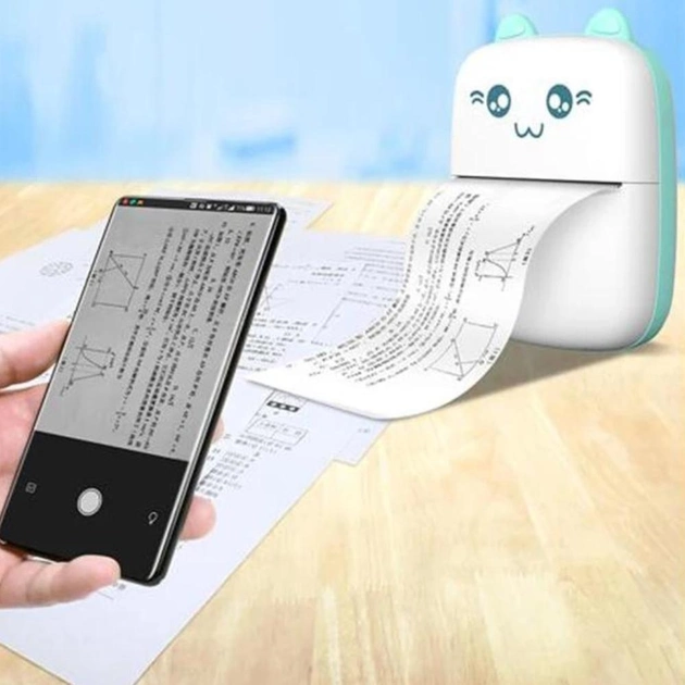 Портативный мини принтер Mini Printer Термопринтер для телефона Bluetooth Синий - Фото 6 Портативный мини принтер Mini Printer Термопринтер для телефона Bluetooth Синий - изображение 6