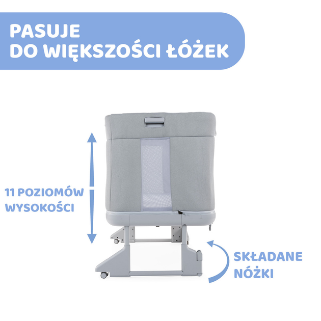 Łóżeczko dziecięce dostawne Chicco Next2Me Forever Moongrey 3 w 1 Szare (8058664140510) - obraz 9