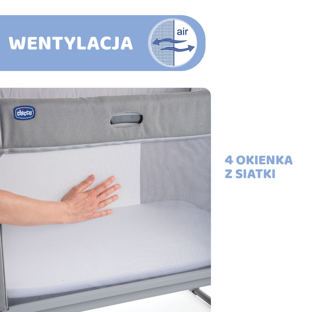 Łóżeczko dziecięce dostawne Chicco Next2Me Forever Moongrey 3 w 1 Szare (8058664140510) - obraz 11