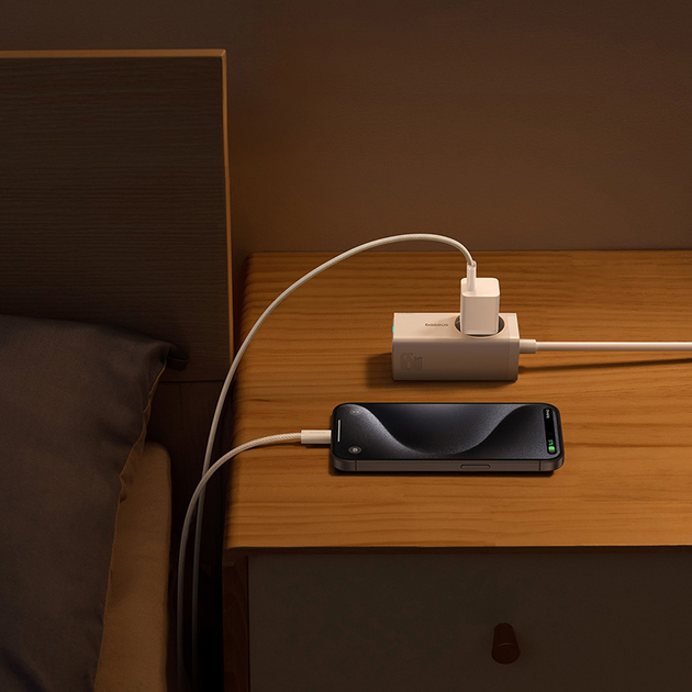Зарядний пристрій Baseus GaN5 Fast Charger 1C 30W EU + Data Cable Type-C to Typ-C 100W Moon White (P10110902213-00) - зображення 10