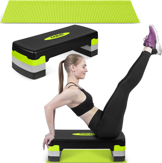 Степ платформа для тренувань Neo Sport 3 ступінчаста ns 400 зелена (5903890606077) - зображення 2
