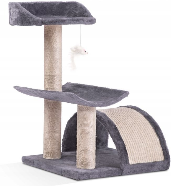 Кігтеточка для кота Pethaus 58 см з мишкою сіра DR-264 (5903890601355) - зображення 1