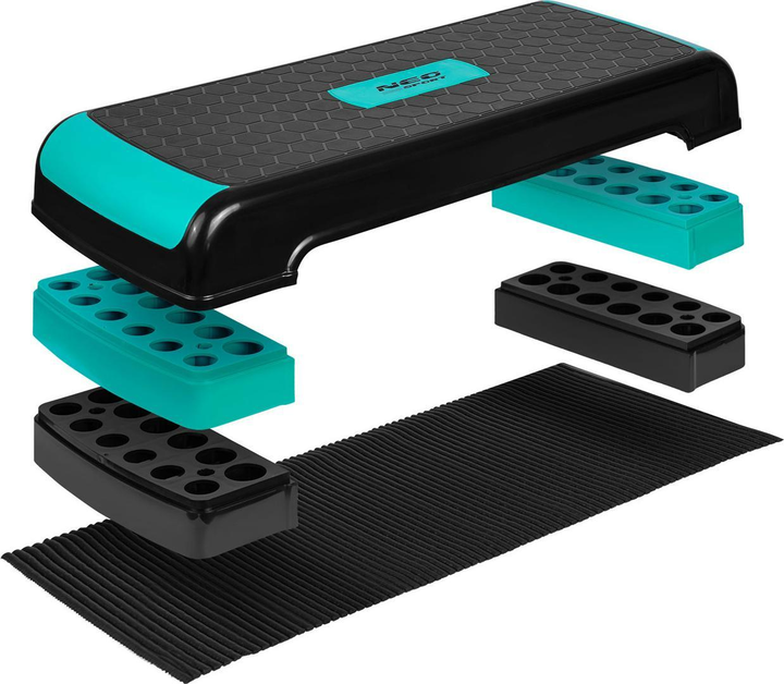 Степ платформа для тренувань Neo Sport 3 ступінчаста ns 402 бірюзова (5903890606091) - зображення 3